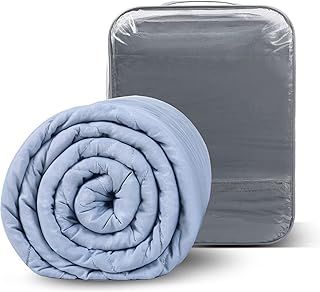 Winthome Weighted Blanket for Adult & Removable Cover, Heavy Blanket Designed for Insomnia, Anxiety and Stress Relief with Premium Glass Beads (Grey, 150x205cm 10.4kg)