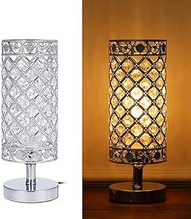 Tomshine Crystal Bedside Table Lamp Sliver Bedroom Nightstand Light Modern E27 Lamp for Living Room,Guest Room,Dresser Table Decoration