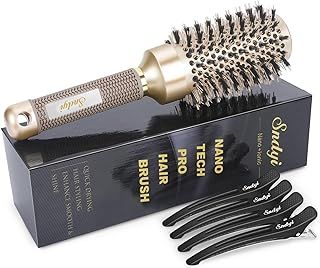 Sndyi Round Hair Brush, Nano Thermal Ceramic & Ionic Tech Hair Brush, Blow Dry Hair brush with Boar Bristles, Medium Round Brush for Blow Drying, Styling, Curling and Straightening, 43mm