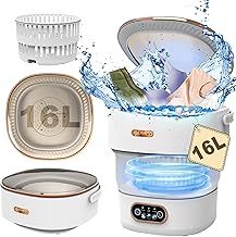 Portable Washing Machine with Spin Dryer, 16L 2Kg Mini Washing Machine and Dryer, Small Washing Machine Portable for Baby Clothes, Underwear, Socks, Towel, Apartment, Travel, Camping, Gifts, Grey
