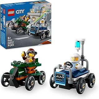 LEGO City Airplane vs. Hospital Bed Race Car Pack Toy - Soapbox Car Toys for 5+ Year Old Boys & Girls - Fun Gifts for Birthdays & Holidays - Building Set Includes 2 Minifigures - 60459