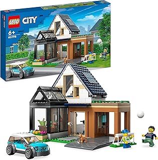 LEGO 60398 City Family House and Electric Car Set, Modern Dolls House Modular Building Model Kit with Toy Car, Minifigures and Puppy Figure, Toys for 6 Year Old Kids, Boys, Girls