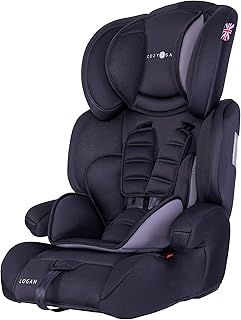 Cozy N Safe Logan Group 1/2/3 Car Seat 9-36kg, 9 Months to 12 Years, 5 Point Harness, Forward Facing, Side Impact Protection, Adjustable Headrest, Lightweight, Child, Toddler Car Seat - Black/Grey
