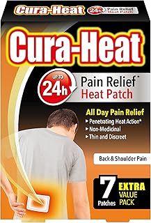 Cura-Heat Back and Shoulder Pain Heat Patch | 7 Patches | Targeted Pain Relief | Pain Relief up to 24h | Penetrating Heat Action
