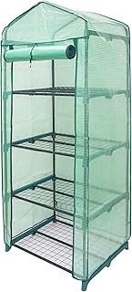 4 Tier Mini Plastic PVC Greenhouse – Small Plant House/Grow House for Garden and Outdoors – Roll Up Zip Panel Door, Easy No Tool Assembly