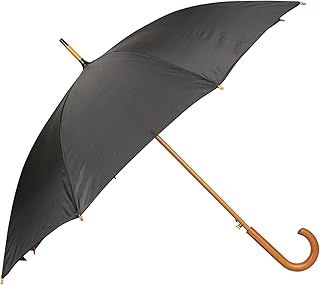 Mountain Warehouse Classic Umbrella - Plain – Extra Protection Patio Brolly, Stylish Sun Umbrella, Lightweight, Curved Wooden Handle Garden Umbrella –For Picnics