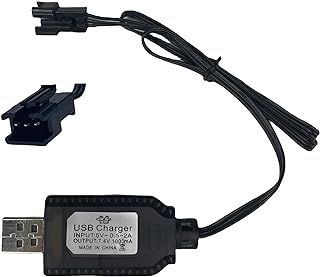 7.4V USB Charger Cable with SM-3PIN Plug Compatible RC Car/RC Plane/RC Tank/RC Boat and Other Remote Control Toys for Universal 7.4V Lipo Battery USB Charger with Battery Protection