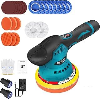 Cordless Car Buffer Polisher Machine Kit with 2X Rechargeable Batteries, 8 Variable Speed 2800-5500RPM, Portable Polishing Waxer for Detailing/Waxing