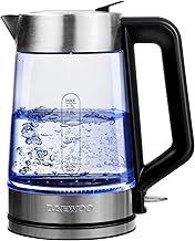 Daewoo 1.7L 3000W Easy-Fill Kettle with Illuminated Glass Body, 360° Swivel Base and Water Level Gauge, Built-In Safety Features for Left and Right Handed