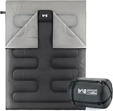 Trail Double Sleeping Bag For Adults, Envelope 2 Season Summer Spring Autumn 250gsm, Outdoor Camping, Lightweight Carry Bag, Storage Pockets, 200cm x 150cm
