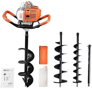 Petrol Auger Post Hole Digger - 52cc Fence Post Digger Tool for Tree Planting, Poles and Shrubs | Earth Auger Hole Borer with 3 Drill Attachments 100mm, 150mm, 200mm and Extension Pole | eSkde