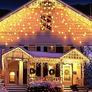 Opard 400 LED Christmas Lights 15.8m with 8 Lighting Modes Timer Function Icicle Fairy Lights for Christmas, Home, Party, Warm White