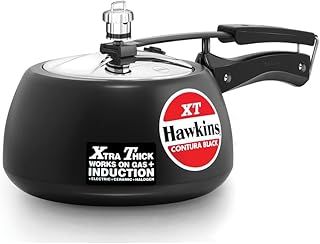 Hawkins Contura Black XT 3 Litre Pressure Cooker, Hard Anodised Cooker, Induction Cooker, Handi Cooker, Black (CXT30)