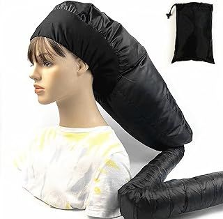 Bonnet Hood Hair Dryer, Adjustable Bonnet Hooded Cap for Hand Held Hair Dryer, Portable Hair Steamer Drying Cap for Women Long Curly Hair (Black)