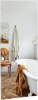 Dripex 110 x 45cm Frameless Rectangle Mirror, Wall Mounted Bathroom Mirror with Bevelled Edge & Pre-Drilled Holes, Horizontal or Vertical Hanging for Dressing Room Bedroom Living Room