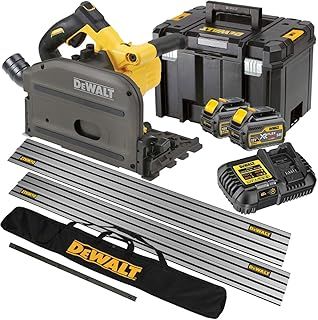 DEWALT DCS520T2 54V Flexvolt 165mm Plunge Saw with 2 x 6.0Ah Batteries & Charger in Case with Accessories
