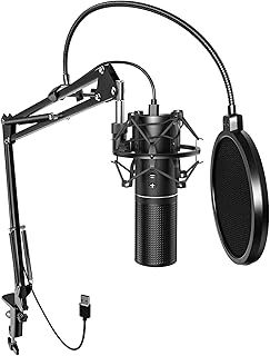 TONOR USB Microphone Kit, PC Microfono Bundle with Boom Arm Stand, Streaming Podcast Cardioid Condenser Computer Mic for Gaming Recording Studio Singing Discord YouTube Video PS4/5 Gamer, Q9 New Model