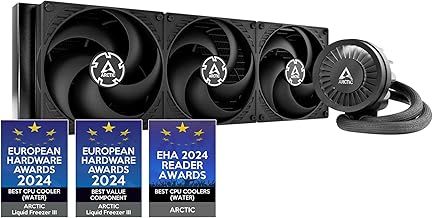 ARCTIC Liquid Freezer III 420 - Water Cooling PC, All-in-One CPU AIO Water Cooler, Intel & AMD compatible, efficient PWM-controlled pump, fan: 200-1700 rpm, LGA1851 and LGA1700 Contact Frame - Black
