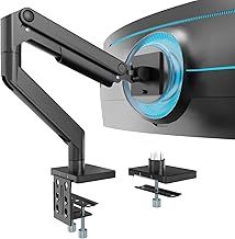 Single Monitor Arm Desk Mount for 17-49 inch Flat & Curved Screens, Heavy-Duty Aluminum Mechanical Spring Monitor Mount up to 20KG, VESA up to 100x100 75x75 Black