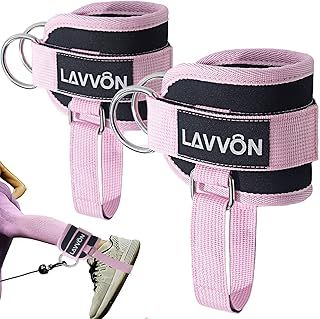 LAVVON Ankle Straps for Cable Machines Kickbacks - Adjustable Comfort Ankle Cable Attachments for Gym Ankle Cuff Cable Machine Glute Kickback Straps - Leg Extensions, Curls & Ankle Cuffs Women