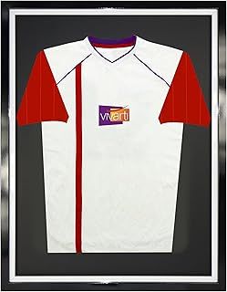 DIY Tapered Sleeve Adult Standard Sports Shirt Display Frame for Football/ Rugby Shirt, Band T-Shirt Shadow Box - 60 x 80cm - Gloss Black Frame, White Inner Frame, Black Backing Card