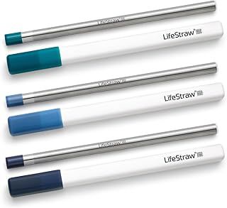 LifeStraw Sip 3-Pack, Reusable Stainless Steel Water Filter Drinking Straw with 3 Carry Cases, Removes Microplastics, Bacteria and Parasites for Travel and Everyday Use