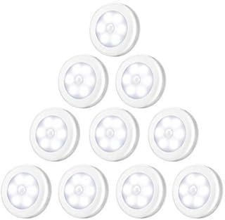 Criacr Motion Sensor Light, 10 Pack Stick-on Under Cabinet Lights with Removable Magnet, Battey Powered Cordless Closet Lights, Auto On/Off, for Wardrobe, Closet, Hallway, Kitchen, Stairs (White)