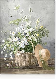Dazzlewall Daisy Flower Wall Art Poster Rustic Floral Prints, Farmhouse Botanical Wall Poster for Bathroom Bedroom Living Room Decor 12x16 in Unframed