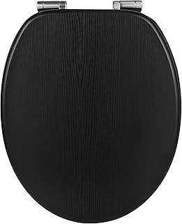 WOLTU Wooden Toilet Seat, Soft Close WC Seat with Strong Hinge Ideal for Standard Toilet Black