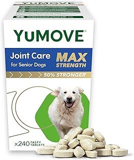 YuMOVE Max Strength Joint Supplement for Senior Dogs, Hip & Joint Support with Glucosamine, Chondroitin & Green Lipped Mussel, Aged 8+, 240 Tablets