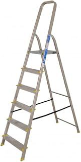 BiGDUG Aluminium Step Ladder - 6 Step Folding Ladder - Non-Slip Surface Hand Rails - Closed Height 1940 mm Platform Height 1215mm