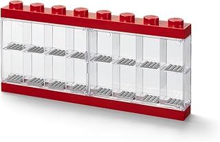 LEGO Minifigure Display Case 16 Red, Stackable Container for Wall or Desk, Space for 16 Minifigures, Home Office Display Cabinets LEGO storage