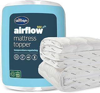 Silentnight Airflow Double Mattress Topper - Mattress Enhancer Pad with 5cm Thick Cushioning, Airflow Technology to Reinvent Your Mattress and Elasticated Straps - Double - 190x135cm