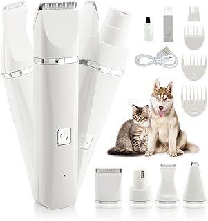 4 in 1 Dog Paw Trimmer Dog Clipper Kit, Low Noise Cordless Dog Grooming Clipper, Dog Clippers for Thick Hair Professional Grooming Set for Dogs Cats
