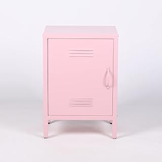 Maison Retro Industrial Metal Locker Storage Bedside Cabinet Side Table Cupboard (Pink)