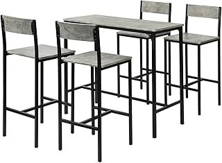 SoBuy OGT14-HG Bar Set - 1 Table and 4 Stools, Home Kitchen Breakfast Bar Furniture Dining Set