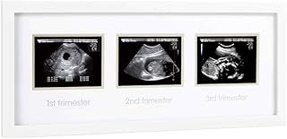 Pearhead Triple Sonogram Pregnancy Frame, Baby Scan Photo Frame, Pregnancy Announcement, White