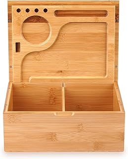 OZCHIN Bamboo Box Large Natural Wooden Keepsake Decorative Storage Box with Magnetic Lid/Tray for Home Storage -25 x 20 x 10cm-D, Christmas Xmas Gifts for Women Men
