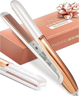 Lily England Hair Straighteners for Women - 2-in-1 Ceramic Flat Iron & Curler, Rose Gold Straightener with Adjustable Temp 100-230°C, Fast Heat-Up, Dual Voltage Technology - for Sleek & Shiny Finish