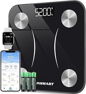 Bluetooth Body Fat Scales, INSMART Smart Digital Bathroom Weight Weighing Scales for Body Composition Analyzer with Smart APP, Body Composition Fitbit Scales for Fitness (ST/LB/KG)