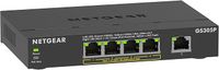 NETGEAR PoE Switch 5 Port Gigabit Ethernet Plus Network Switch, GS305P, with 4 x PoE+, 63W, Desktop or Wall Mount