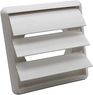 Kair White Gravity Grille 155mm External Dimension Ducting Air Vent with 100mm - 4 inch Round Rear Spigot and Not-Return Shutters