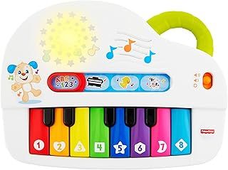 Fisher-Price Silly Sounds Light-Up Piano - UK English Edition, take-along toy piano with lights, real music notes and learning songs for baby and toddlers, GFK04