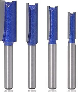 Mesee 4 Pieces Double Flute Straight Router Bit Set 1/4 Inch Shank Industrial Grade Tungsten Carbide Trimming Milling Cutter Woodworking Tools, Cutting Dia. 1/4", 5/16", 3/8", 1/2"