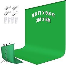 Green Screen Backdrop Kit, 9.8 FT x 9.8 FT Collapsible Green Screen with 4 Clips & 4 Seamless Nails for Photo Studio Live Streaming