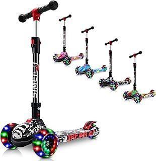3 Wheels Kids Scooter for Boys Girls Ages 3-8 Years Old Boys Girls with Adjustable Height Flashing LED Lights Folding Kick Scooter