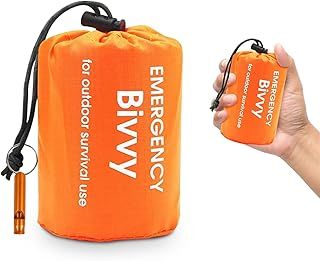 Emergency Sleeping Bag Set, Survival Sleeping Bag with Compass and Whistle, Waterproof Emergency Blanket for Camping Hiking Outdoor Adventure