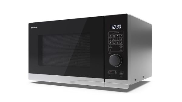 SHARP YC-PG254AU-S 25 Litre 900W Digital Microwave with 1000W Grill, 10 power levels, ECO Mode, defrost function, LED cavity light - Silver