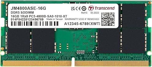 Transcend SO-DIMM Memory Module 16GB DDR5 4800MHz - JM4800ASE-16G