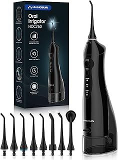 Hangsun Water Flossers for Teeth Cordless Oral Irrigator Dental Water Jet Electric Tooth Flosser with 8 Jet Tips 300ML Water Tank USB Rechargeable for Tavel and Home Use (Black)